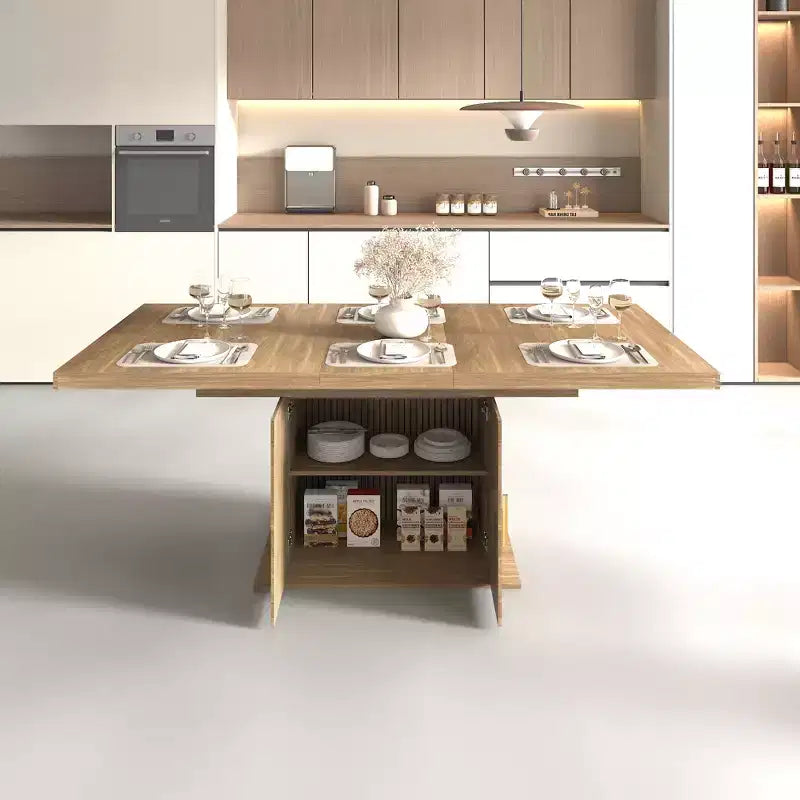 GDFStudio Elisa Farmhouse Extendable Dining Table with Storage Base