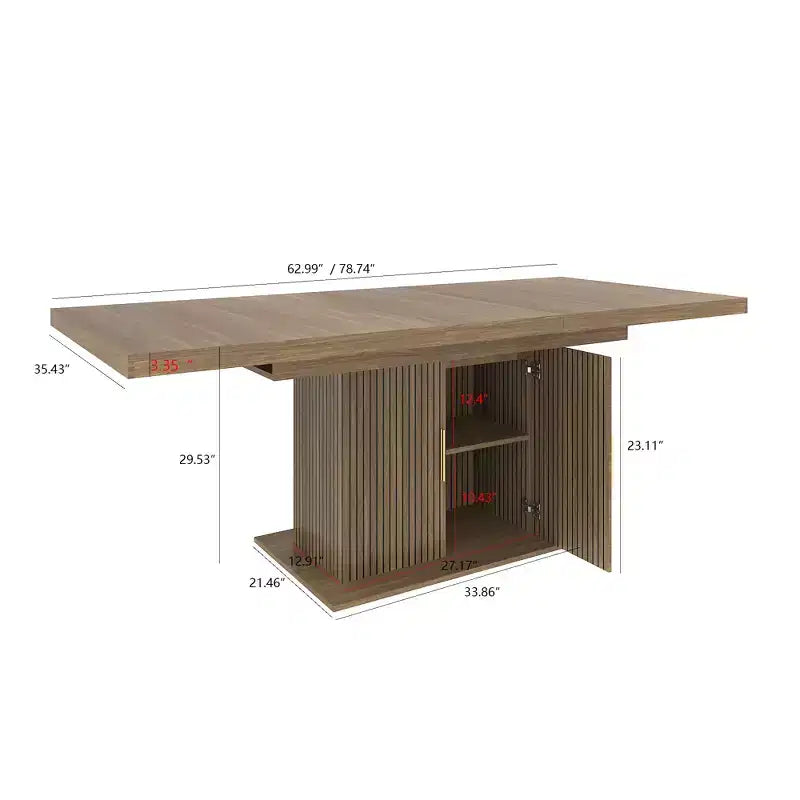 GDFStudio Elisa Farmhouse Extendable Dining Table with Storage Base