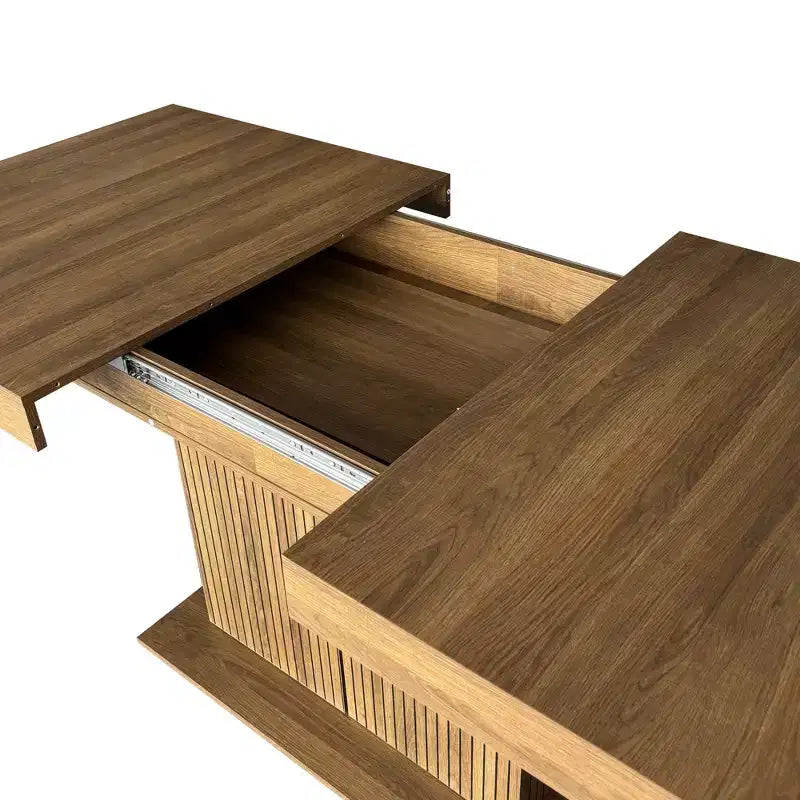 GDFStudio Elisa Farmhouse Extendable Dining Table with Storage Base