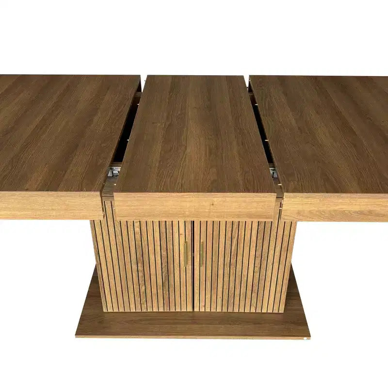 GDFStudio Elisa Farmhouse Extendable Dining Table with Storage Base