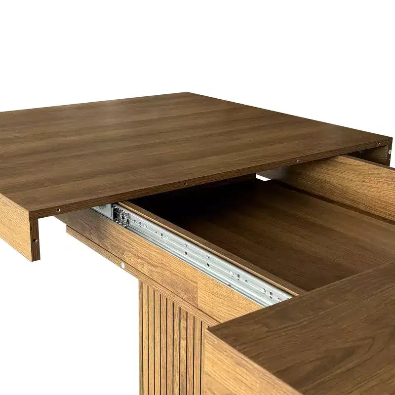 GDFStudio Elisa Farmhouse Extendable Dining Table with Storage Base