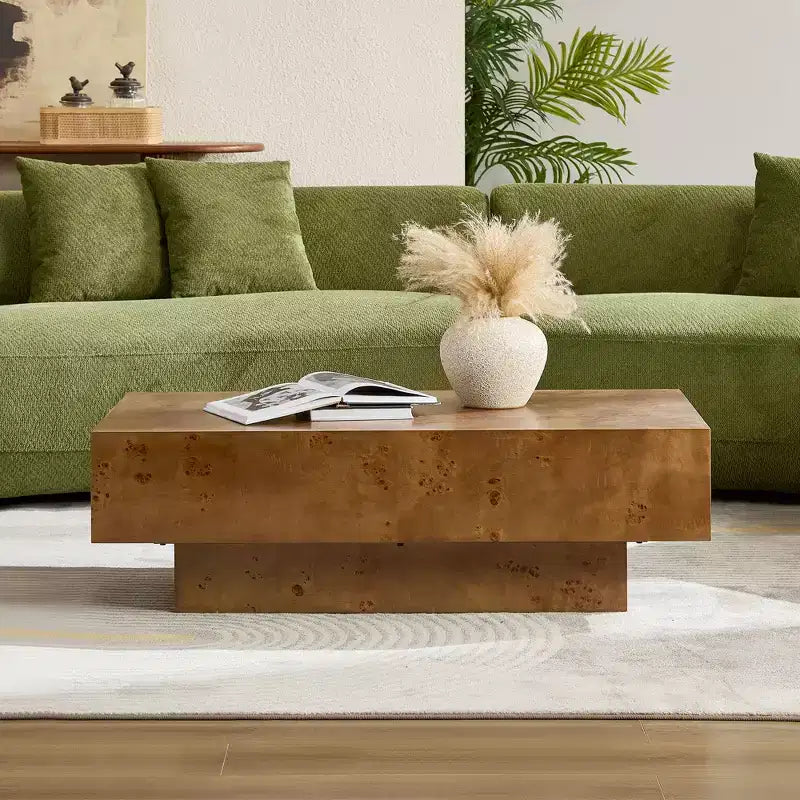 GDFStudio Sabrina 43W Rectangle Pedestal Wood Coffee Table