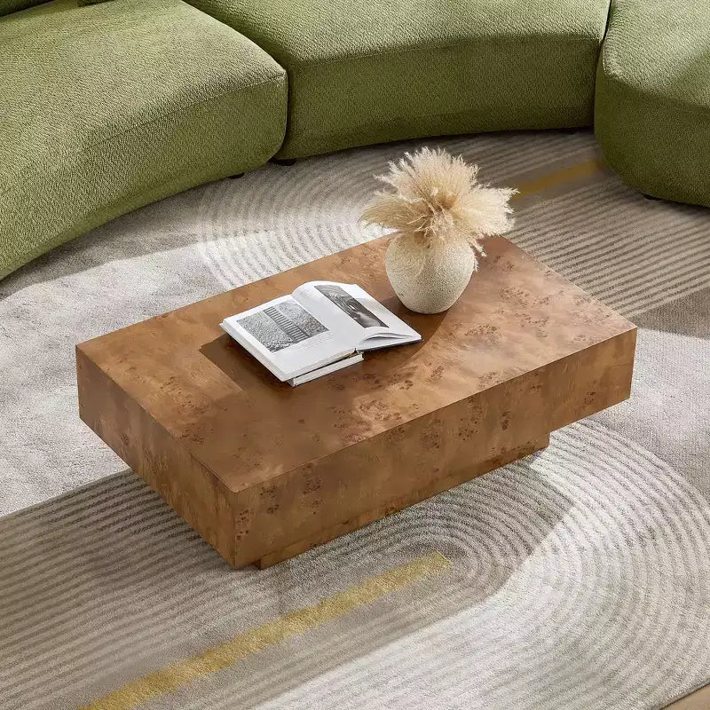 GDFStudio Sabrina 43W Rectangle Pedestal Wood Coffee Table