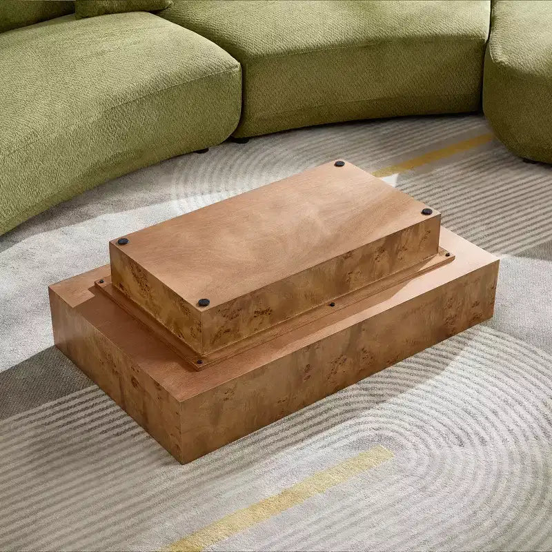 GDFStudio Sabrina 43W Rectangle Pedestal Wood Coffee Table