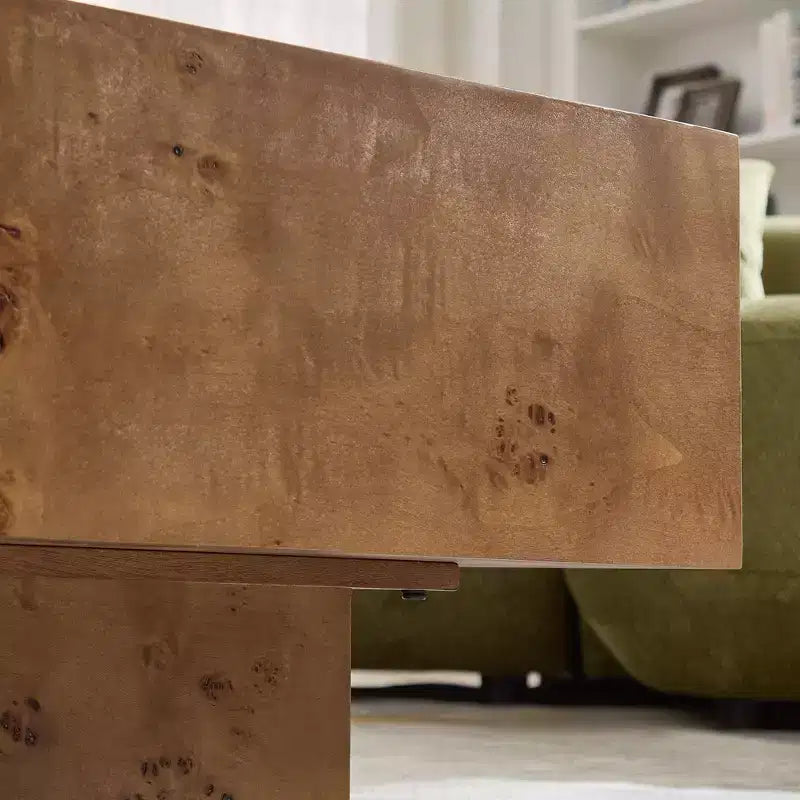 GDFStudio Sabrina 43W Rectangle Pedestal Wood Coffee Table