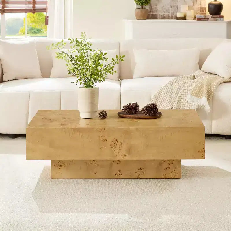 GDFStudio Sabrina 43W Rectangle Pedestal Wood Coffee Table
