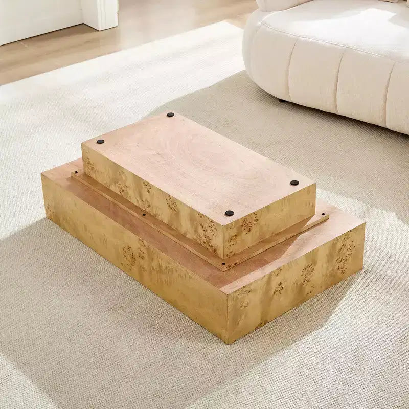 GDFStudio Sabrina 43W Rectangle Pedestal Wood Coffee Table