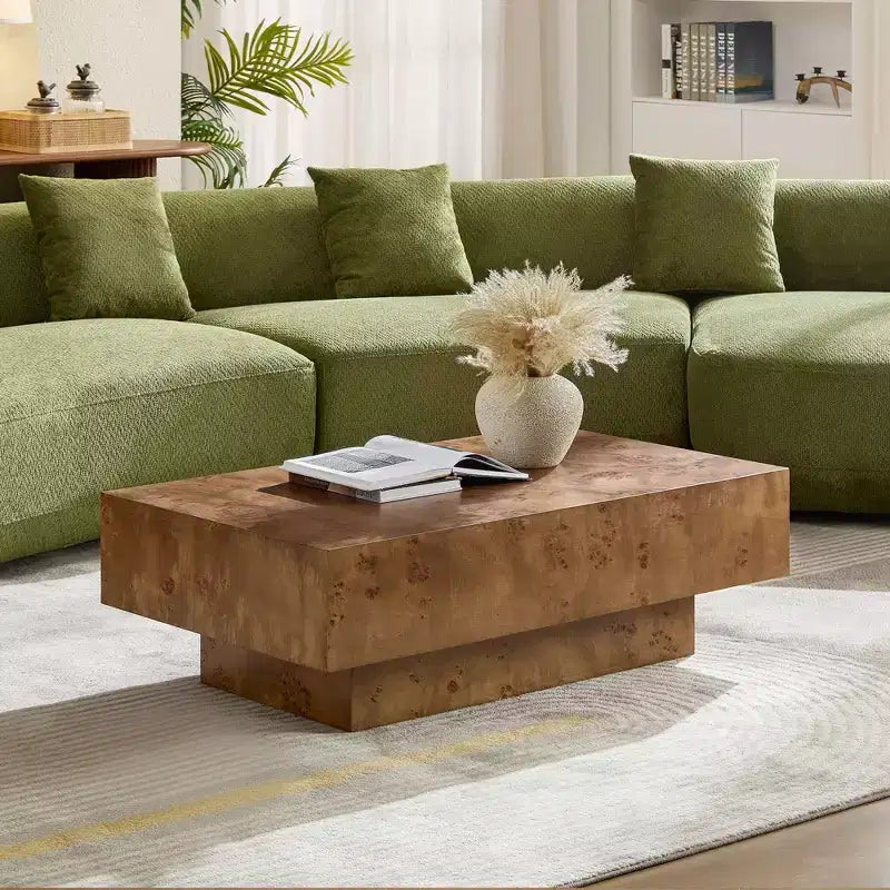 GDFStudio Sabrina 43W Rectangle Pedestal Wood Coffee Table