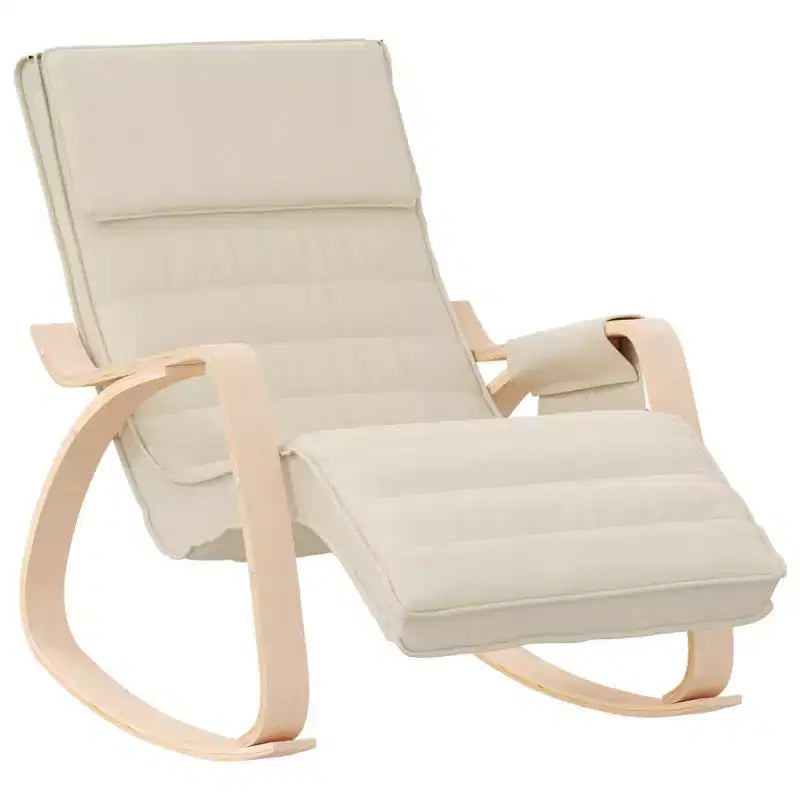 CLIHOME Modern Rocking Chair,Wood Frame with Breathable Fabric Upholstery,Glider Rocker with Pillow for Living Room, Bedroom