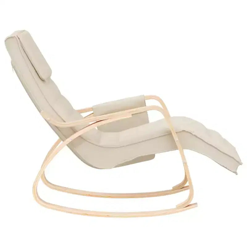 CLIHOME Modern Rocking Chair,Wood Frame with Breathable Fabric Upholstery,Glider Rocker with Pillow for Living Room, Bedroom