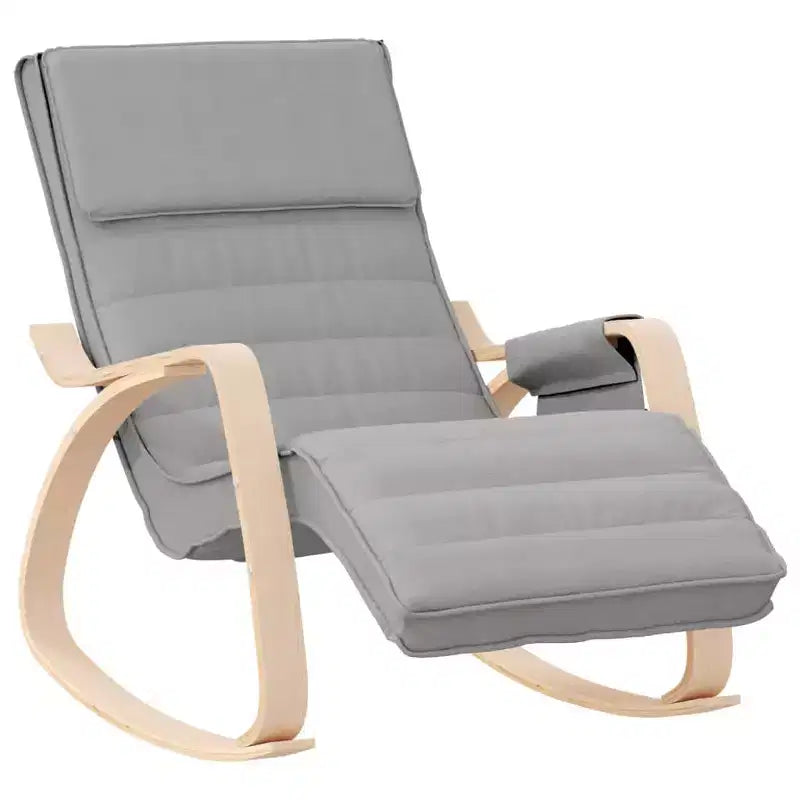 CLIHOME Modern Rocking Chair,Wood Frame with Breathable Fabric Upholstery,Glider Rocker with Pillow for Living Room, Bedroom