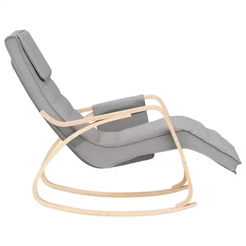 CLIHOME Modern Rocking Chair,Wood Frame with Breathable Fabric Upholstery,Glider Rocker with Pillow for Living Room, Bedroom