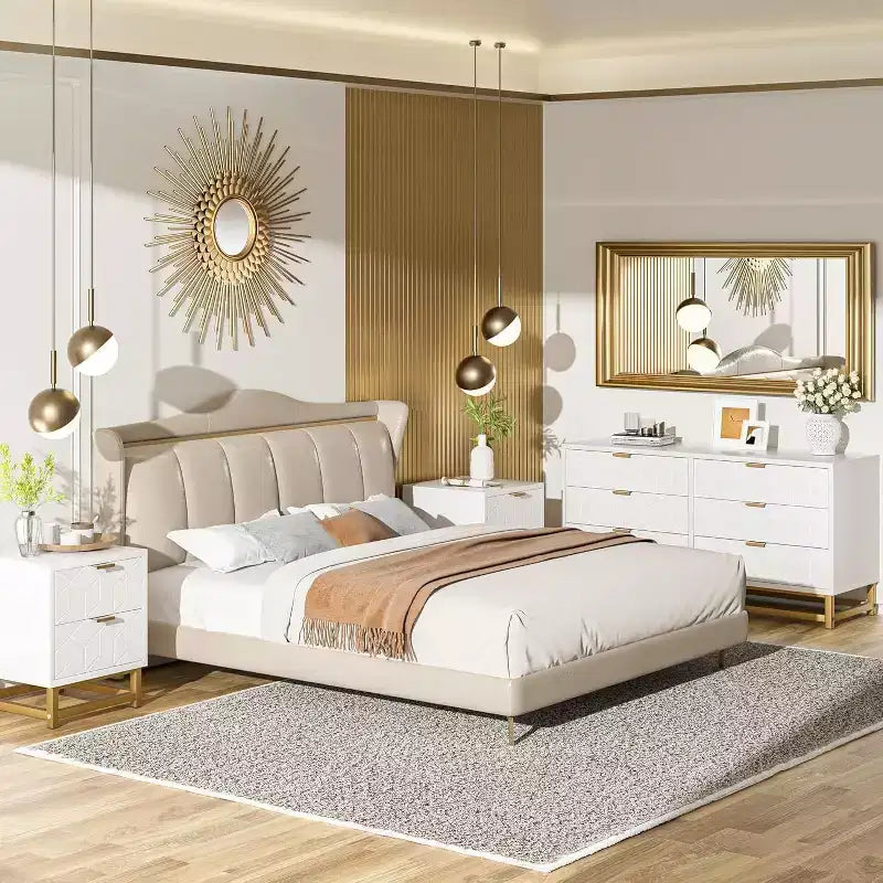 Acekool Narrow 6-Drawer Dresser 47.2 - Space Saving Design with Metallic Accents for Bedroom & Entryway Storage