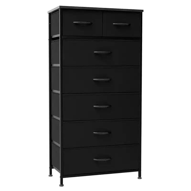 Crestlive Products 7 Drawers Vertical Dresser for Bedroom Storage Tower with Sturdy Steel Frame Wood Top Easy Pull Fabric Bins Handles