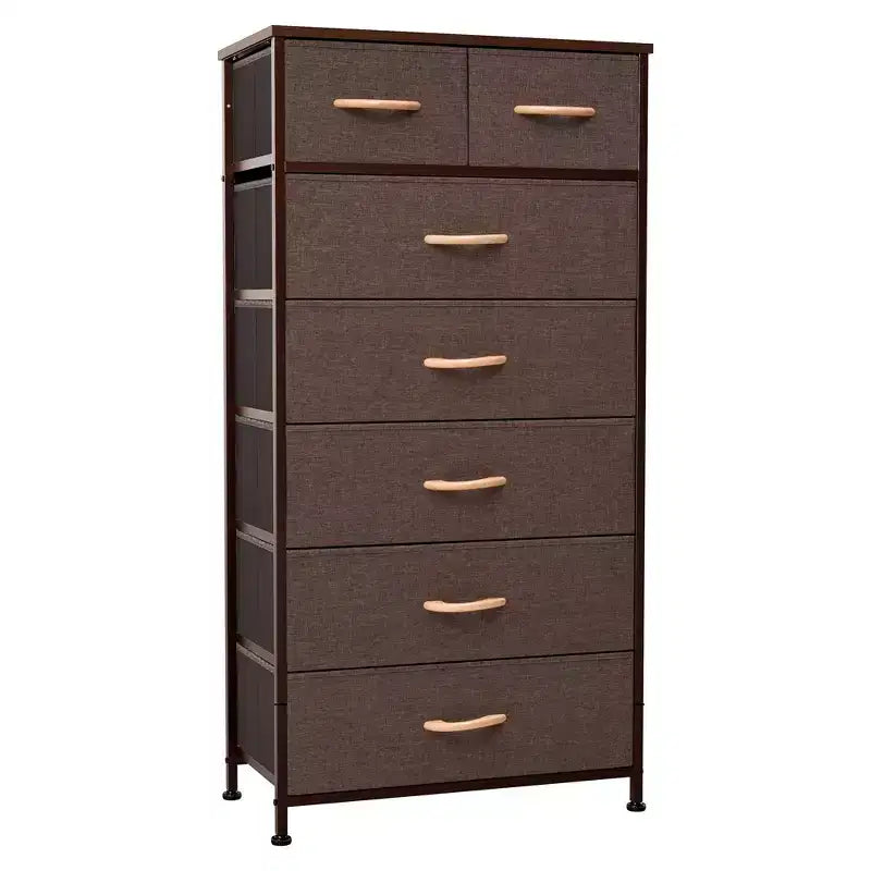 Crestlive Products 7 Drawers Vertical Dresser for Bedroom Storage Tower with Sturdy Steel Frame Wood Top Easy Pull Fabric Bins Handles