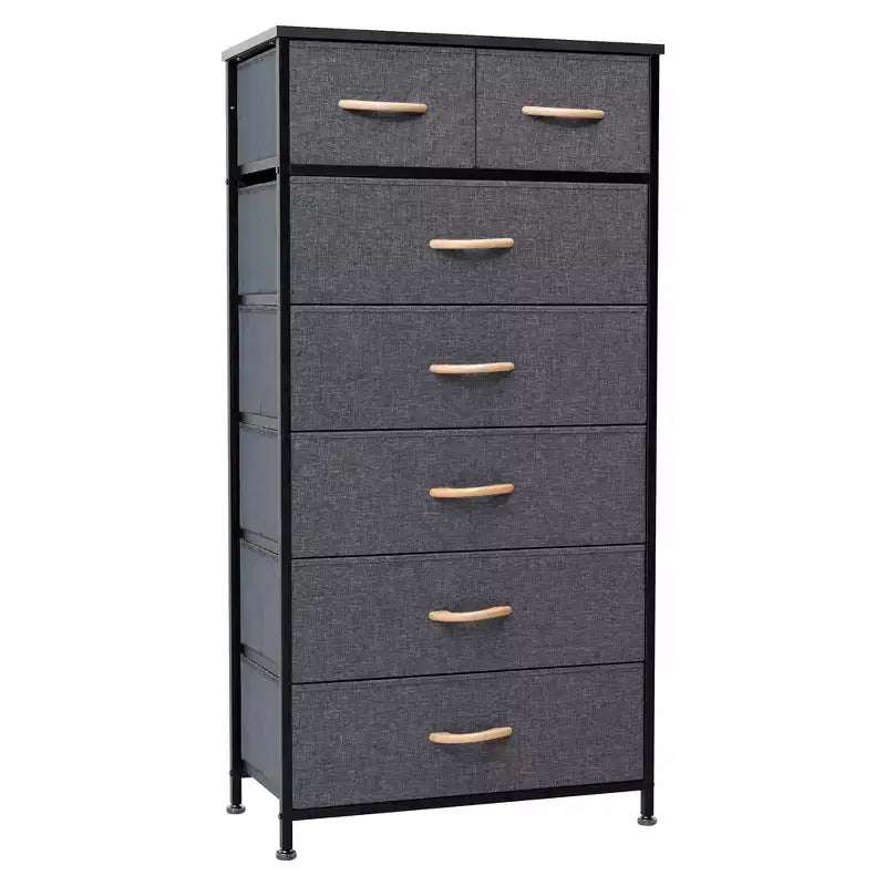 Crestlive Products 7 Drawers Vertical Dresser for Bedroom Storage Tower with Sturdy Steel Frame Wood Top Easy Pull Fabric Bins Handles