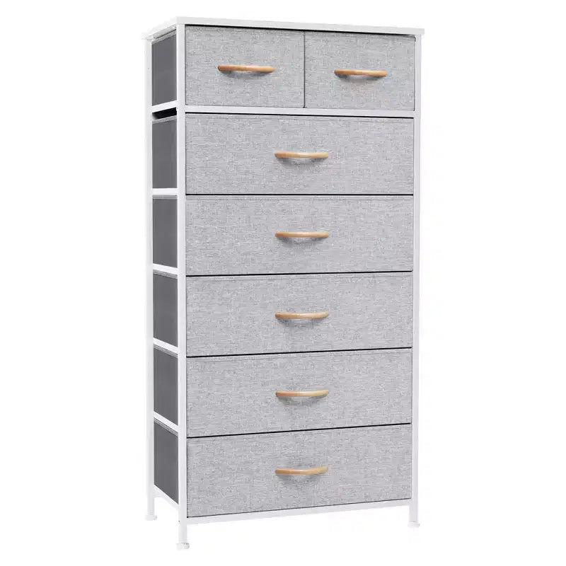 Crestlive Products 7 Drawers Vertical Dresser for Bedroom Storage Tower with Sturdy Steel Frame Wood Top Easy Pull Fabric Bins Handles