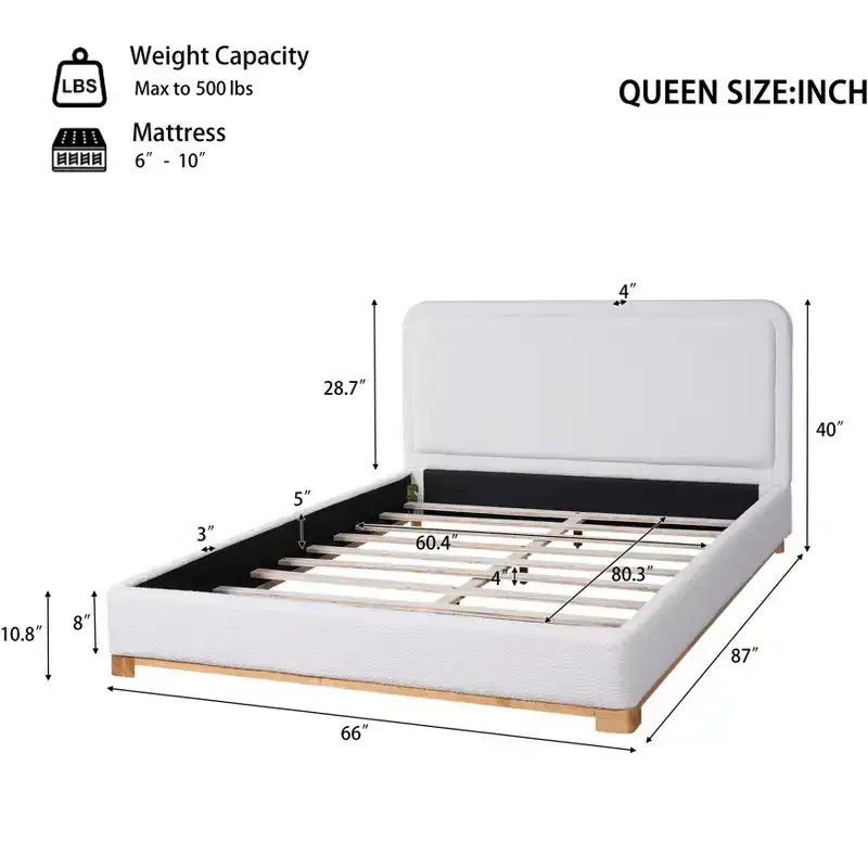 Christopher Knight Home Beau Modern Boucle Upholstered Platform Bed with Curved Headboard