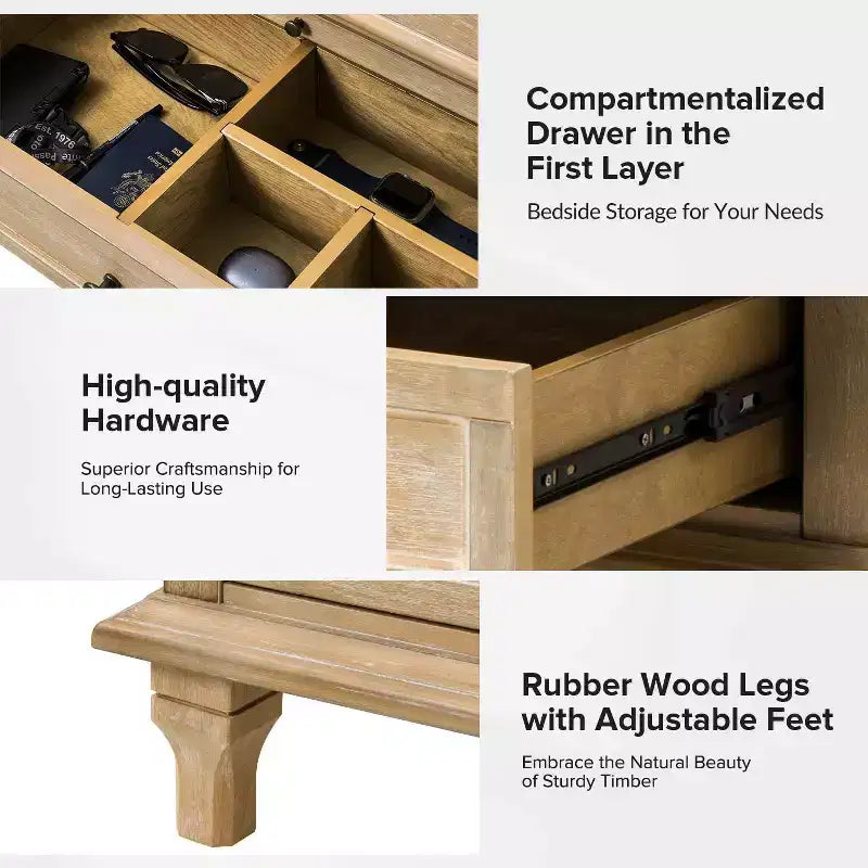 Giorgio 3 - Drawer end table with Built-In Outlets|HULALA HOME