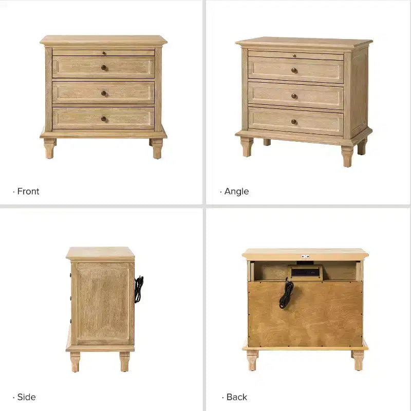 Giorgio 3 - Drawer end table with Built-In Outlets|HULALA HOME
