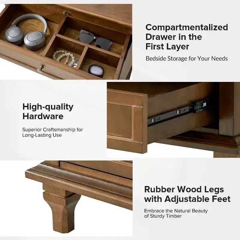 Giorgio 3 - Drawer end table with Built-In Outlets|HULALA HOME