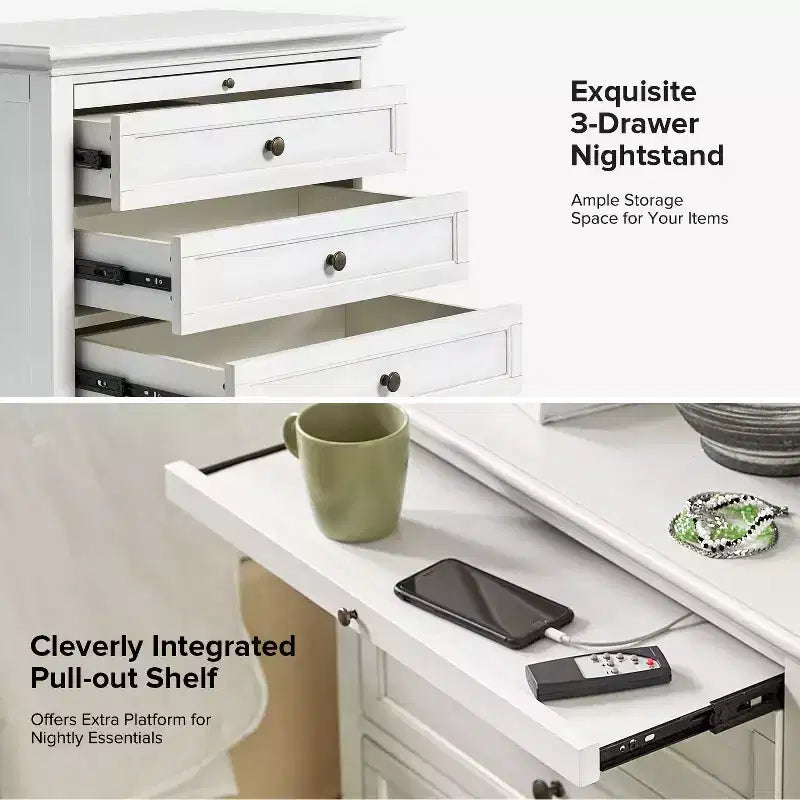 Giorgio 3 - Drawer end table with Built-In Outlets|HULALA HOME