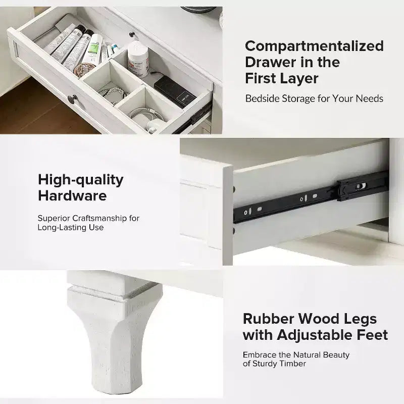 Giorgio 3 - Drawer end table with Built-In Outlets|HULALA HOME