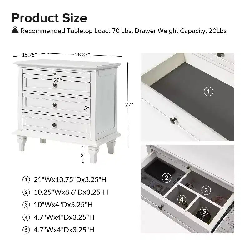 Giorgio 3 - Drawer end table with Built-In Outlets|HULALA HOME