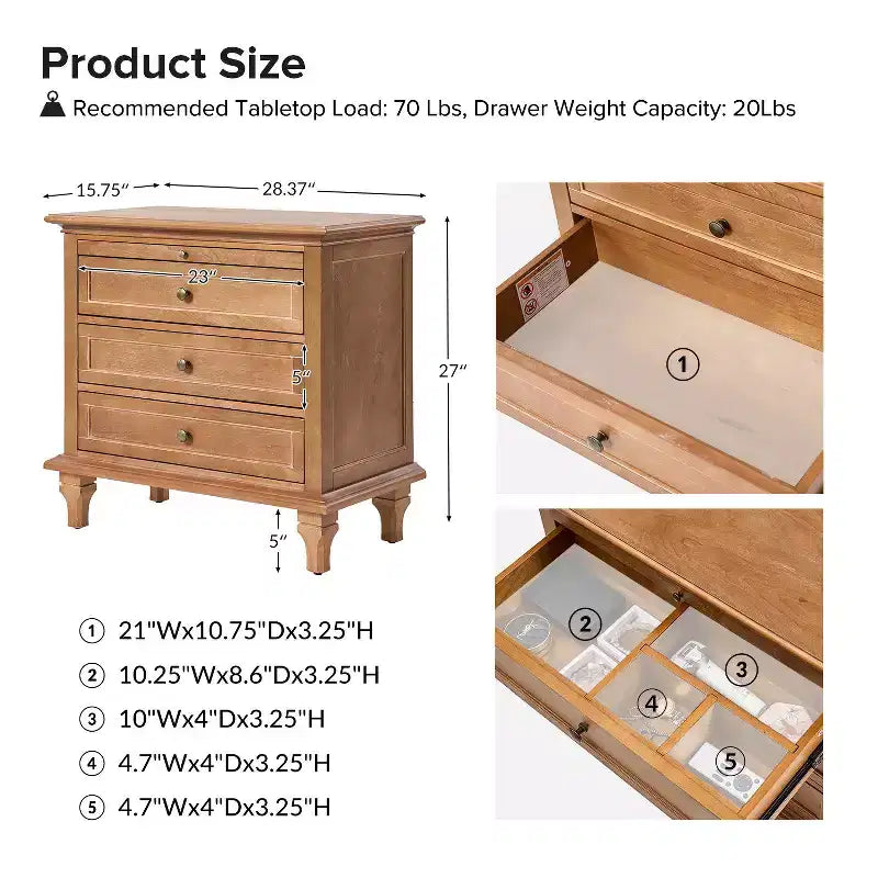 Giorgio 3 - Drawer end table with Built-In Outlets|HULALA HOME
