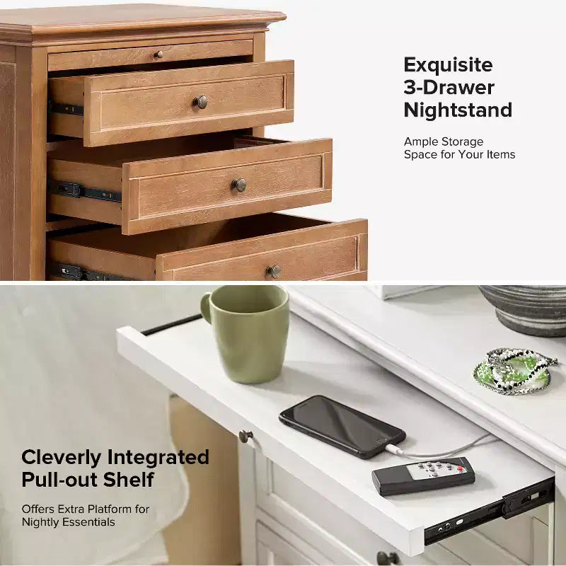Giorgio 3 - Drawer end table with Built-In Outlets|HULALA HOME