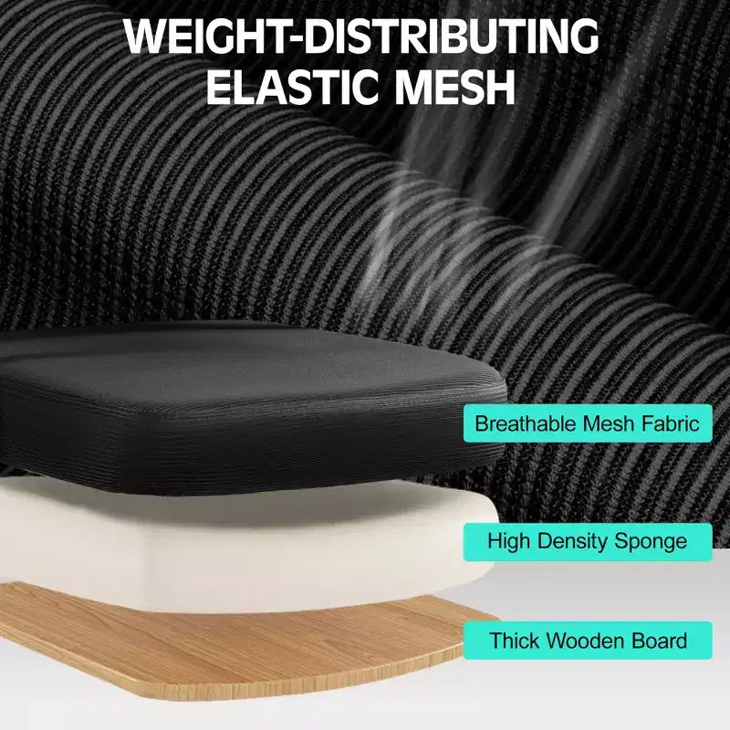 Ergonomic Home Computer Desk Chairs, Comfy Breathable Office Chair with Adjustable Lumbar Support Flip-up Armrests,