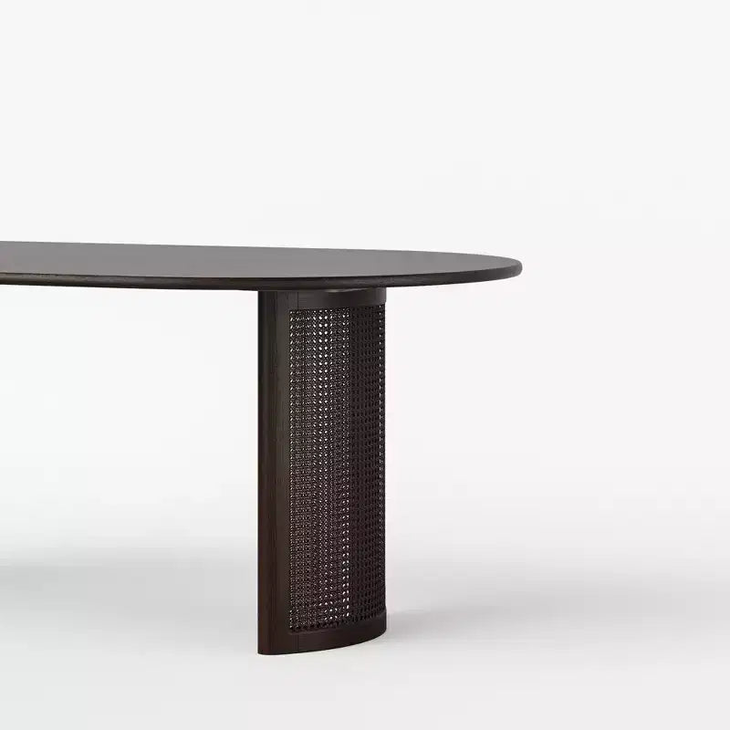 67 Dining Table with Rattan Base suit Kitchen Dining Room for 6 People