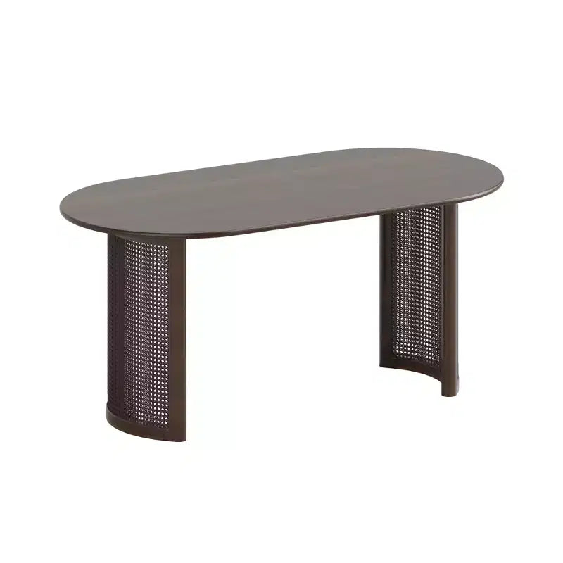 67 Dining Table with Rattan Base suit Kitchen Dining Room for 6 People