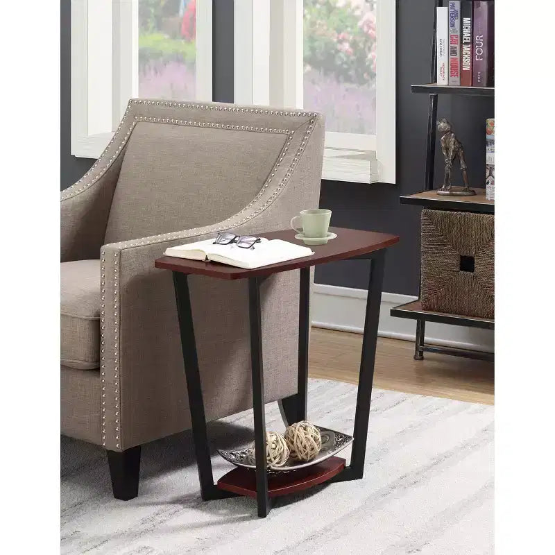 HomeStock Belmont Minimalist End Table with Tempered Glass Sides, Sleek Top Surface and Open Lower Shelf for Magazines or Books