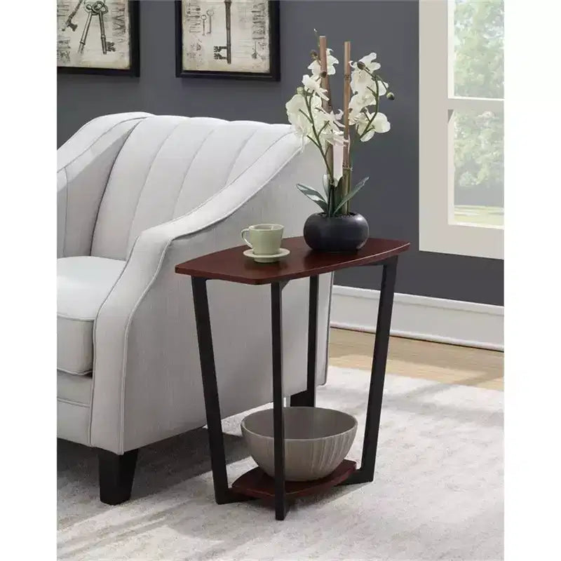 HomeStock Belmont Minimalist End Table with Tempered Glass Sides, Sleek Top Surface and Open Lower Shelf for Magazines or Books