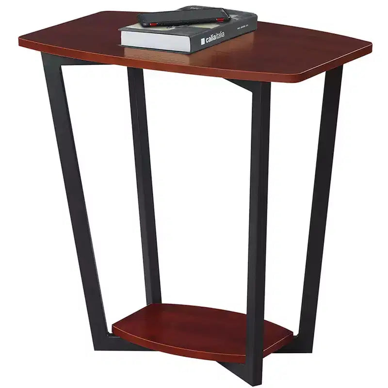 HomeStock Belmont Minimalist End Table with Tempered Glass Sides, Sleek Top Surface and Open Lower Shelf for Magazines or Books