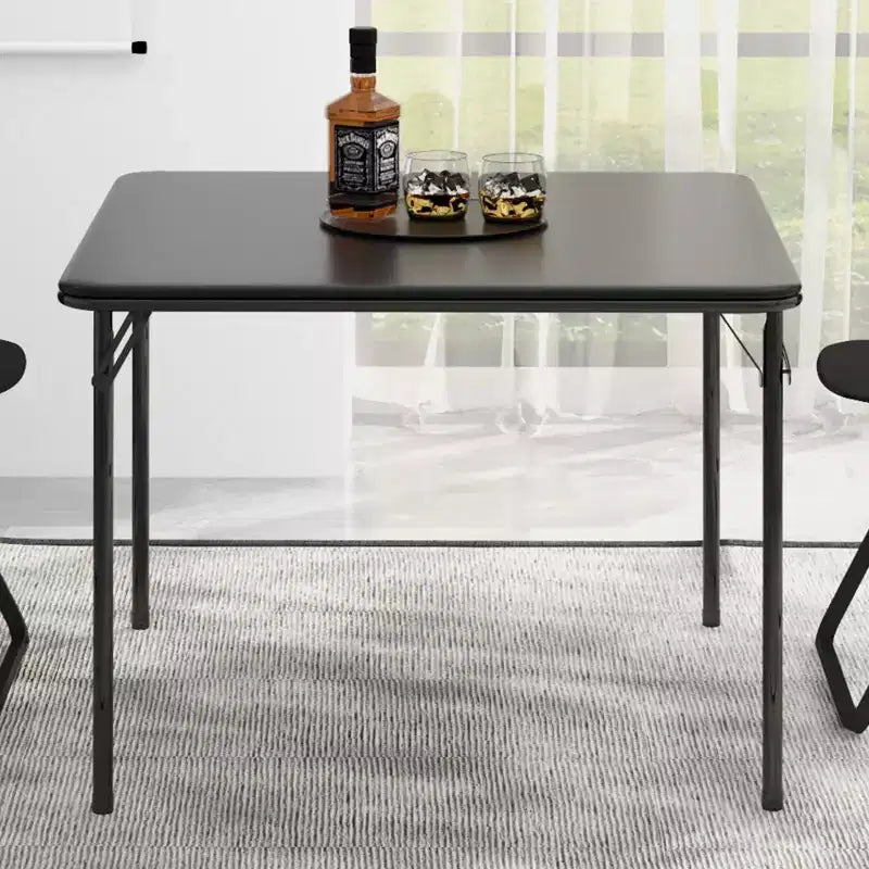 Folding Square Table, 37 Inch Portable Upholstered Card Table with Folding Legs for 4 People, Modern Foldable Game Table, Metal Dining Table