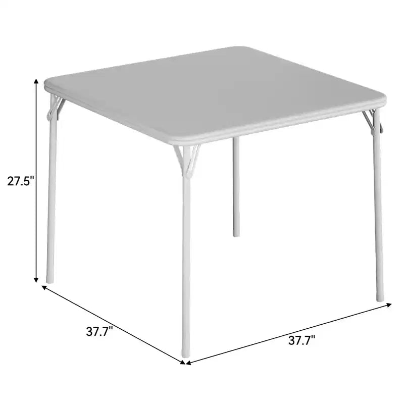 Folding Square Table, 37 Inch Portable Upholstered Card Table with Folding Legs for 4 People, Modern Foldable Game Table, Metal Dining Table