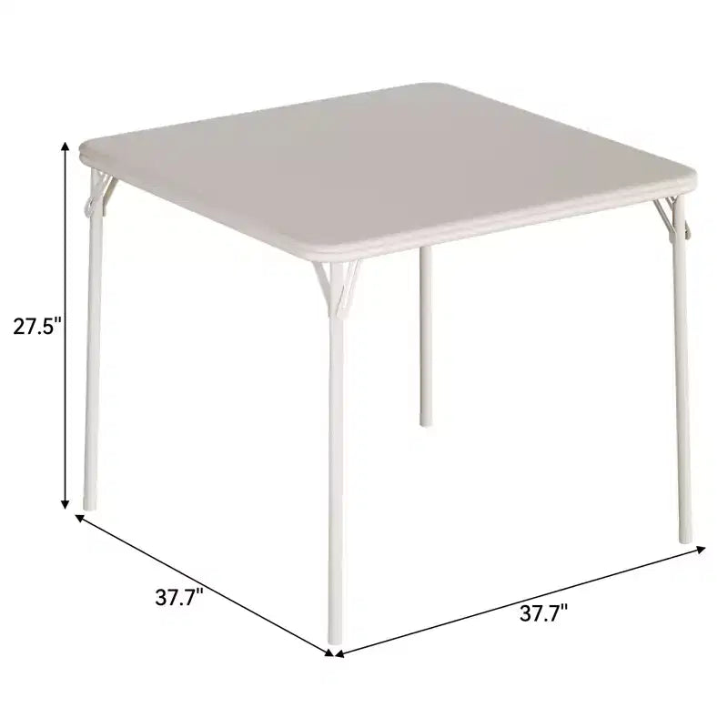 Folding Square Table, 37 Inch Portable Upholstered Card Table with Folding Legs for 4 People, Modern Foldable Game Table, Metal Dining Table