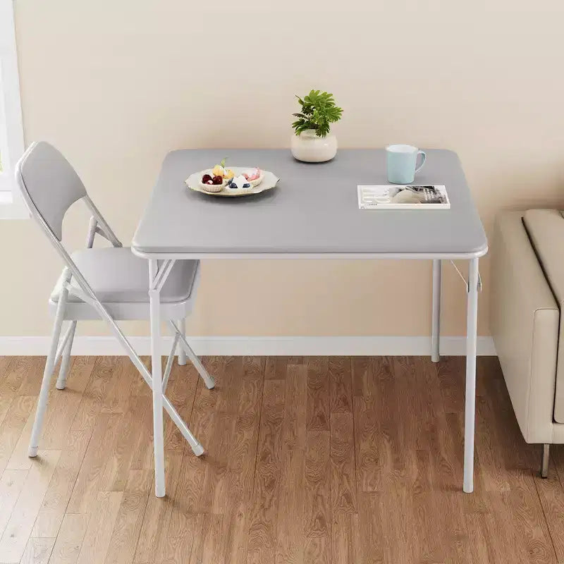 Folding Square Table, 37 Inch Portable Upholstered Card Table with Folding Legs for 4 People, Modern Foldable Game Table, Metal Dining Table