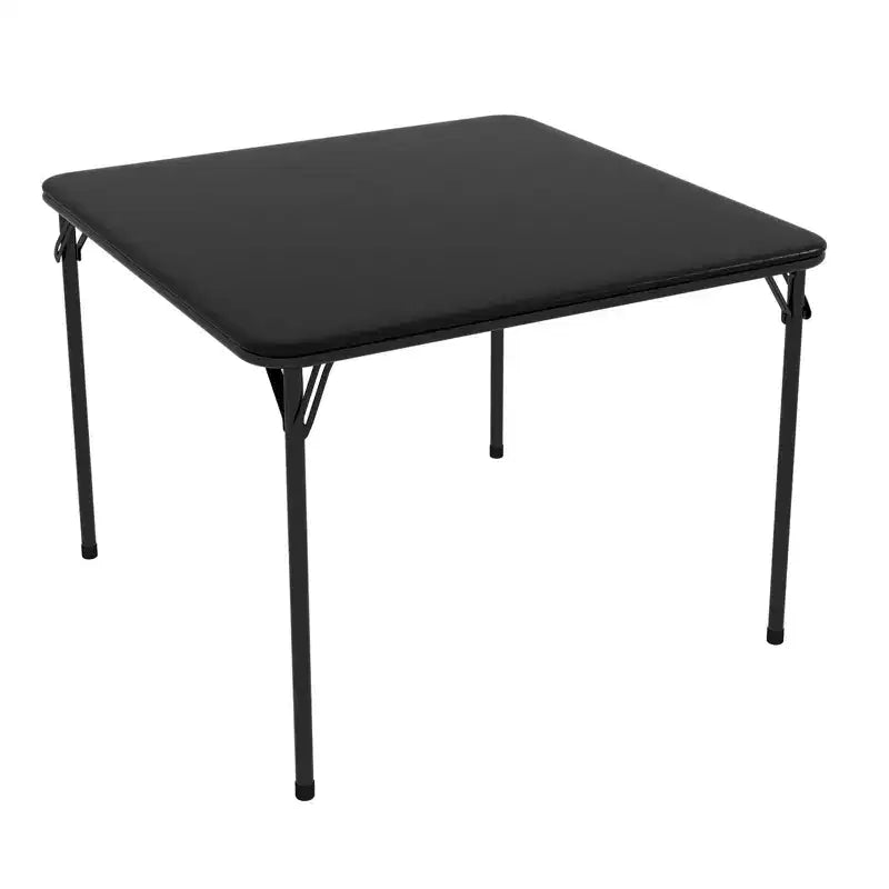 Folding Square Table, 37 Inch Portable Upholstered Card Table with Folding Legs for 4 People, Modern Foldable Game Table, Metal Dining Table