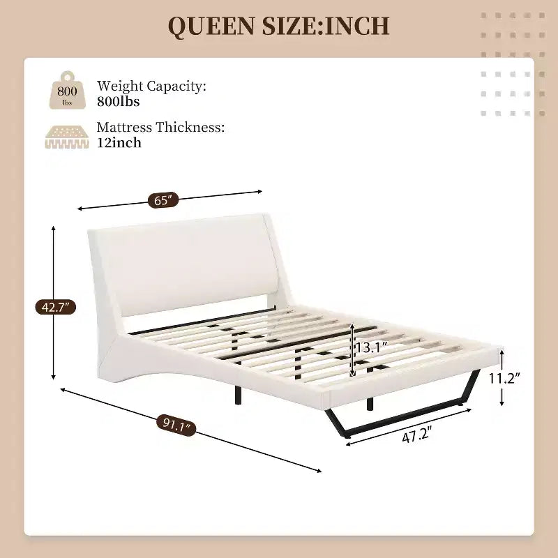 Christopher Knight Home Adrian Modern PU Leather Upholstered Platform Bed Frame with Wave Curve Design