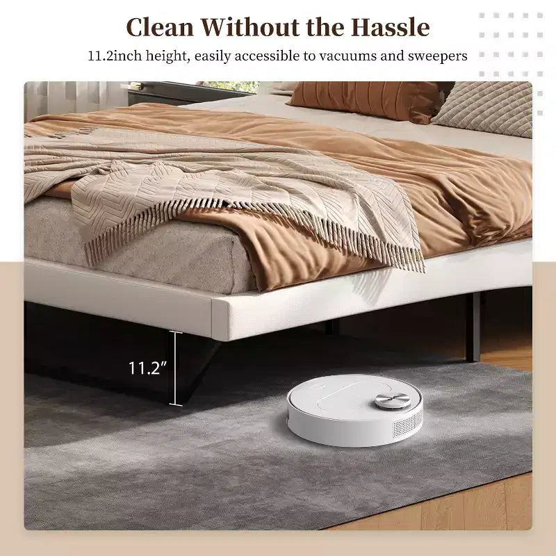 Christopher Knight Home Adrian Modern PU Leather Upholstered Platform Bed Frame with Wave Curve Design