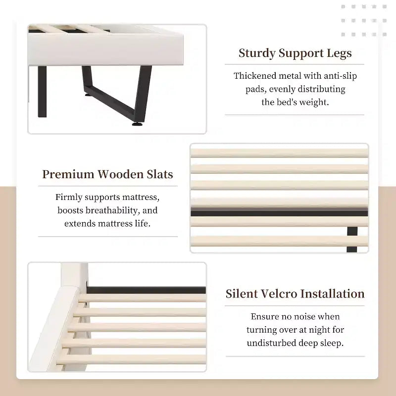 Christopher Knight Home Adrian Modern PU Leather Upholstered Platform Bed Frame with Wave Curve Design