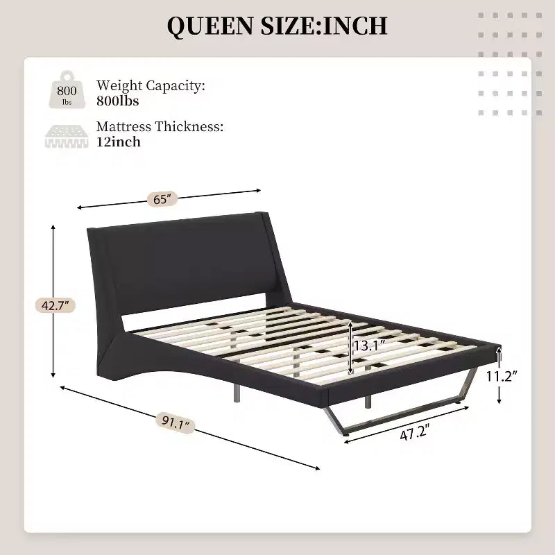 Christopher Knight Home Adrian Modern PU Leather Upholstered Platform Bed Frame with Wave Curve Design