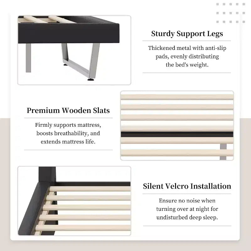 Christopher Knight Home Adrian Modern PU Leather Upholstered Platform Bed Frame with Wave Curve Design
