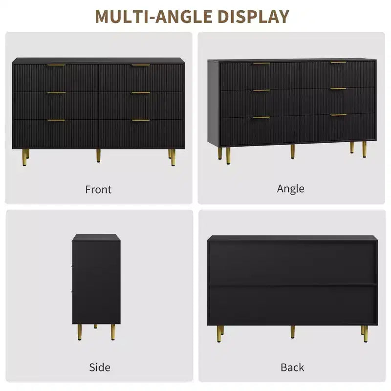 3 Drawer Dresser for Bedroom, 28W Fluted Chest of Drawers with Gold Handles, Wooden Dresser Narrow Nightstand, Clothes Storage Organizer for Bedroom