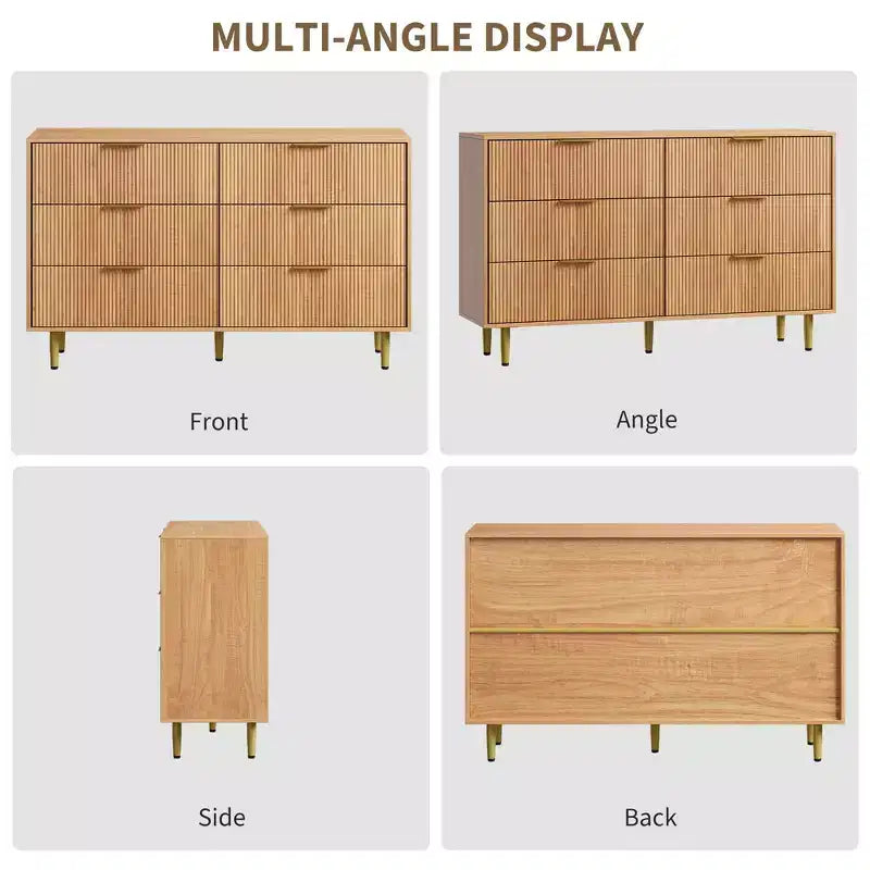 3 Drawer Dresser for Bedroom, 28W Fluted Chest of Drawers with Gold Handles, Wooden Dresser Narrow Nightstand, Clothes Storage Organizer for Bedroom