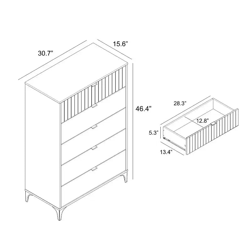 Galano Zaffy 5 Drawer Chest (Interlock) - Amber Walnut