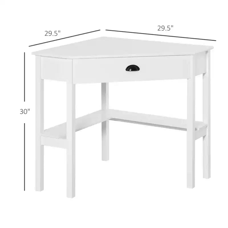 GDFStudio Gabriel Modern Corner Computer Desk with Drawer and Lower Shelves